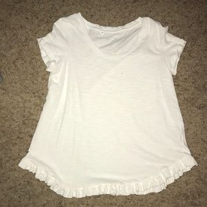 White ruffled top